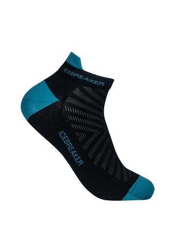 Black / Blue Men's Icebreaker Merino Run+ Ultralight Micro Socks | USA 1034CTVE